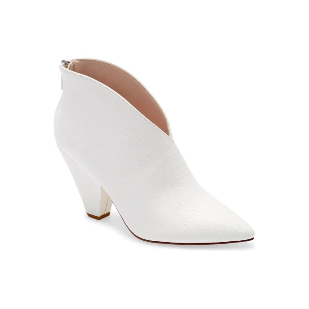 White Snake Skin Textured Rudie Bootie